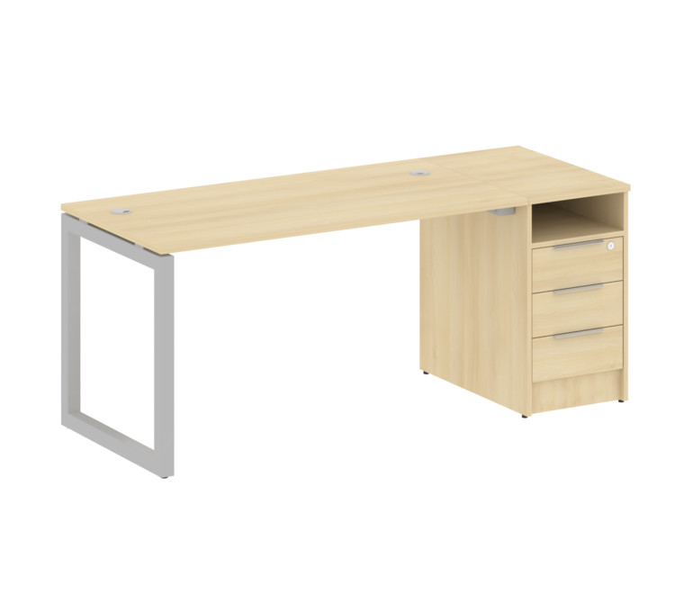 Metal System Quattro Рабочая станция с тумбой на О-образном м/к 50БО.РС-СТП-1.3 Акация Лорка/Металл