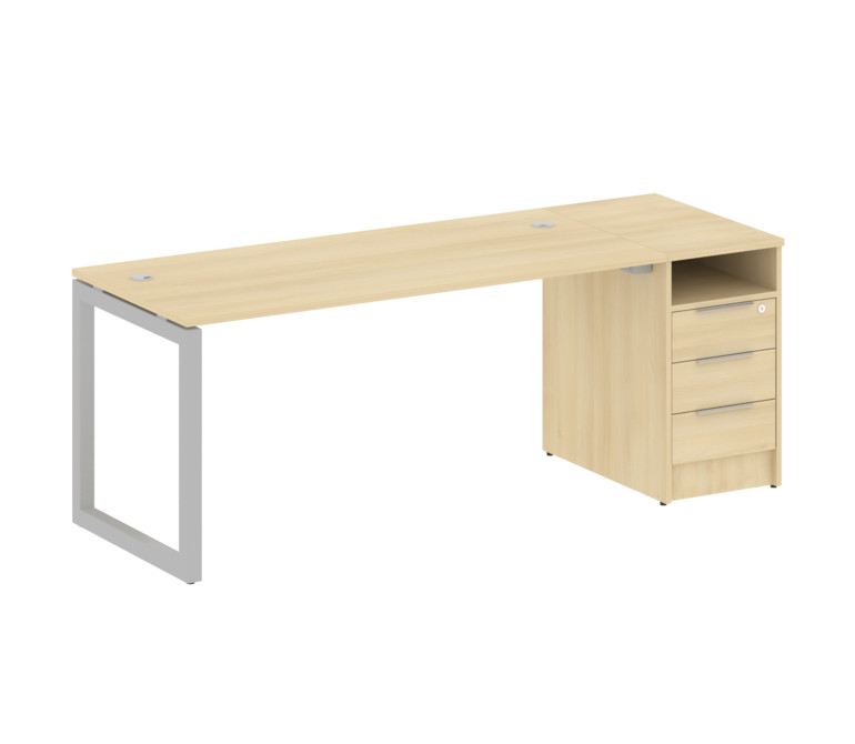 Metal System Quattro Рабочая станция с тумбой на О-образном м/к 50БО.РС-СТП-1.4 Акация Лорка/Металл