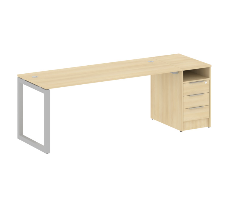 Metal System Quattro Рабочая станция с тумбой на О-образном м/к 50БО.РС-СТП-1.5 Акация Лорка/Металл