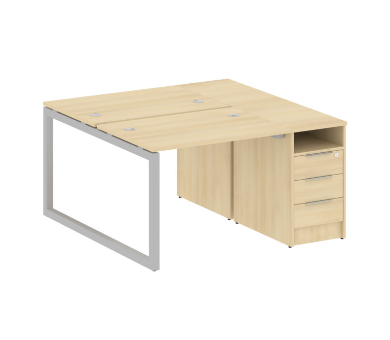 Metal System Quattro Рабочая станция с тумбой на О-образном м/к 50БО.РС-СТП-2.1 Акация Лорка/Металл