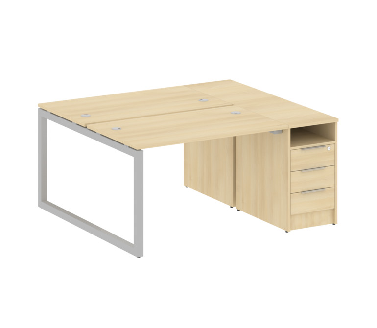 Metal System Quattro Рабочая станция с тумбой на О-образном м/к 50БО.РС-СТП-2.2 Акация Лорка/Металл