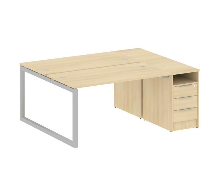 Metal System Quattro Рабочая станция с тумбой на О-образном м/к 50БО.РС-СТП-2.3 Акация Лорка/Металл