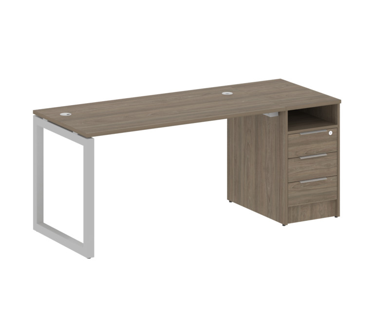 Metal System Quattro Рабочая станция с тумбой на О-образном м/к 50БО.РС-СТП-1.3 Вяз Благородный/Мета