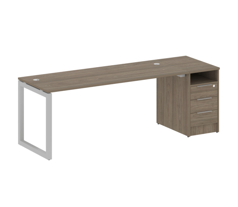 Metal System Quattro Рабочая станция с тумбой на О-образном м/к 50БО.РС-СТП-1.5 Вяз Благородный/Мета