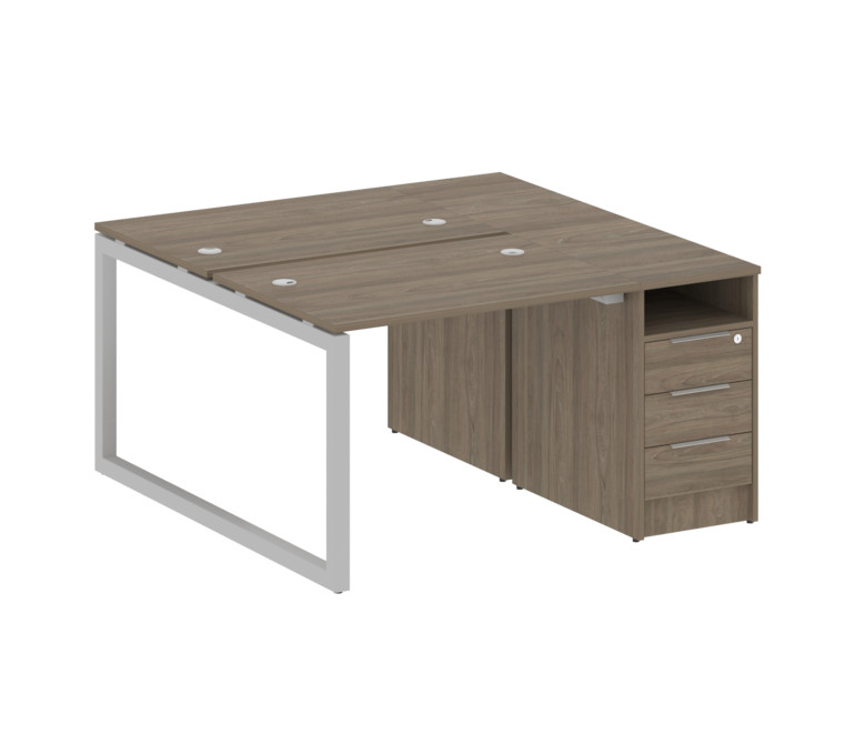 Metal System Quattro Рабочая станция с тумбой на О-образном м/к 50БО.РС-СТП-2.1 Вяз Благородный/Мета