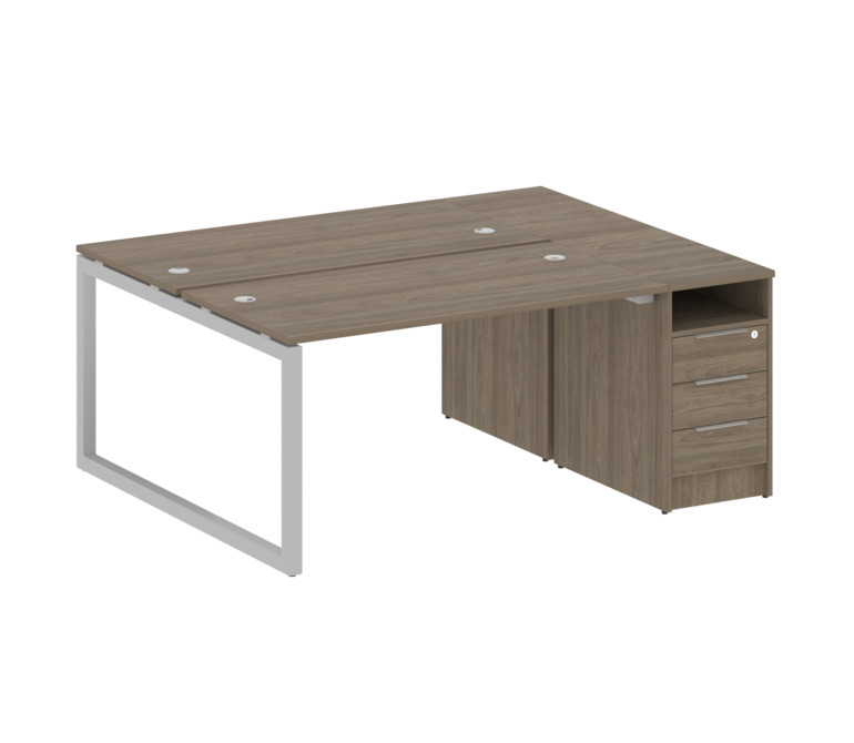 Metal System Quattro Рабочая станция с тумбой на О-образном м/к 50БО.РС-СТП-2.3 Вяз Благородный/Мета