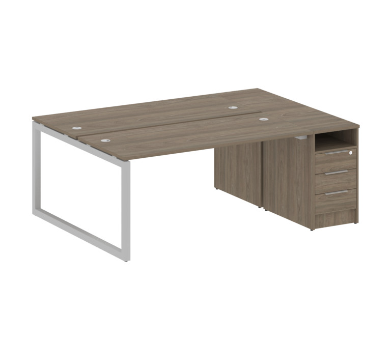 Metal System Quattro Рабочая станция с тумбой на О-образном м/к 50БО.РС-СТП-2.4 Вяз Благородный/Мета