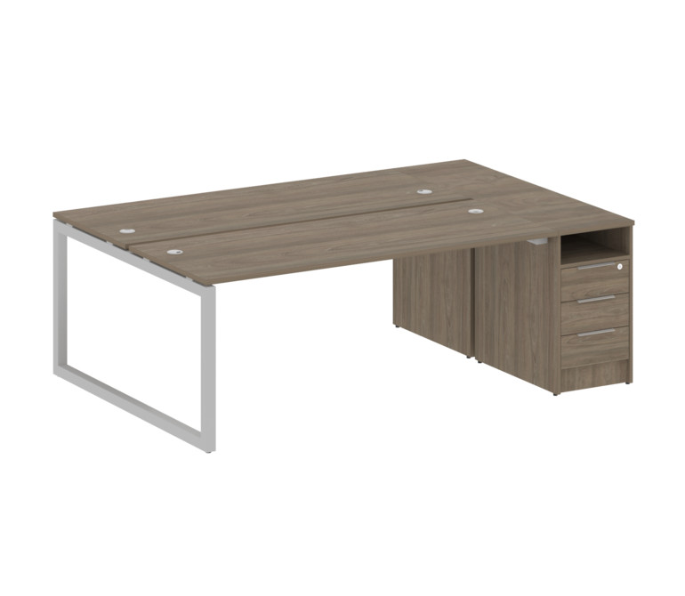 Metal System Quattro Рабочая станция с тумбой на О-образном м/к 50БО.РС-СТП-2.5 Вяз Благородный/Мета