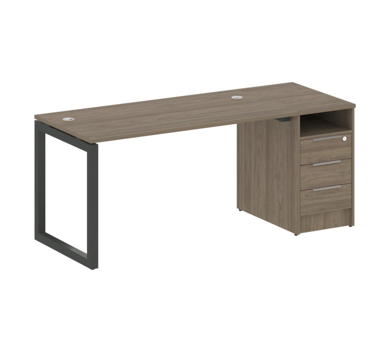 Metal System Quattro Рабочая станция с тумбой на О-образном м/к 50БО.РС-СТП-1.3 Вяз Благородный/Мета