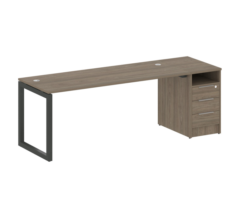 Metal System Quattro Рабочая станция с тумбой на О-образном м/к 50БО.РС-СТП-1.5 Вяз Благородный/Мета