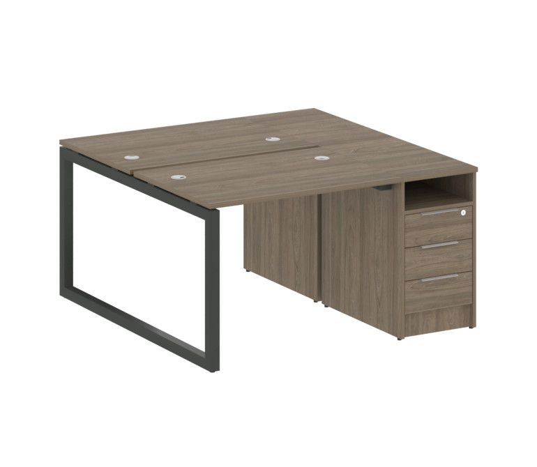 Metal System Quattro Рабочая станция с тумбой на О-образном м/к 50БО.РС-СТП-2.1 Вяз Благородный/Мета