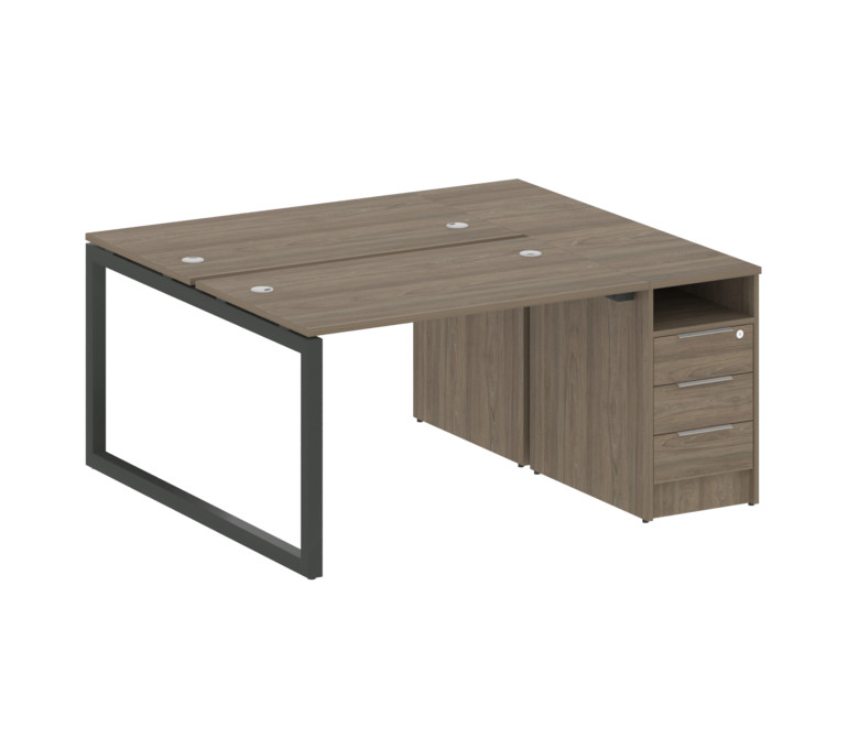 Metal System Quattro Рабочая станция с тумбой на О-образном м/к 50БО.РС-СТП-2.2 Вяз Благородный/Мета
