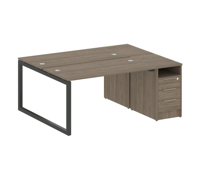 Metal System Quattro Рабочая станция с тумбой на О-образном м/к 50БО.РС-СТП-2.3 Вяз Благородный/Мета