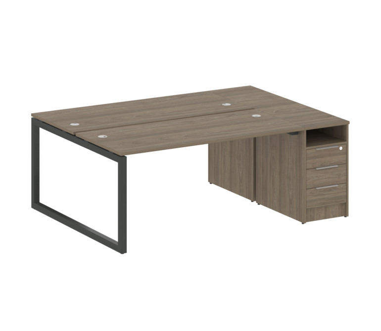 Metal System Quattro Рабочая станция с тумбой на О-образном м/к 50БО.РС-СТП-2.4 Вяз Благородный/Мета