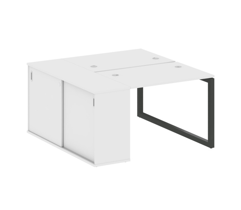 Metal System Quattro Рабочая станция с шкафом-купе на О-образном м/к 50БО.РС-СШК-1.1 Т Белый/Металл