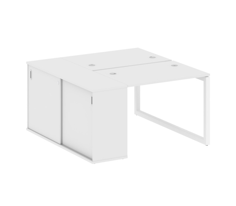 Metal System Quattro Рабочая станция с шкафом-купе на О-образном м/к 50БО.РС-СШК-1.1 Т Белый/Металл