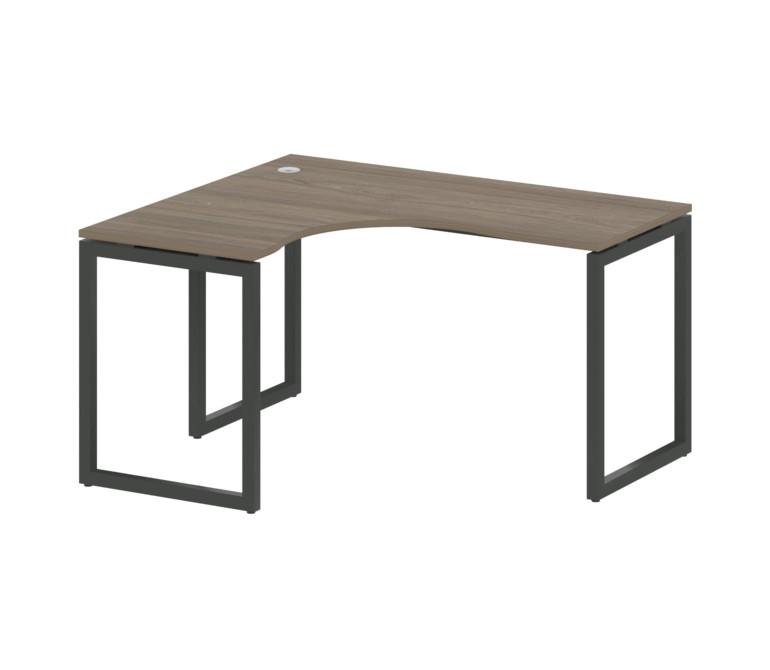 Metal System Quattro Стол криволинейный левый на О-образном м/к 40БО.СА-3 (L) Вяз Благородный/Металл