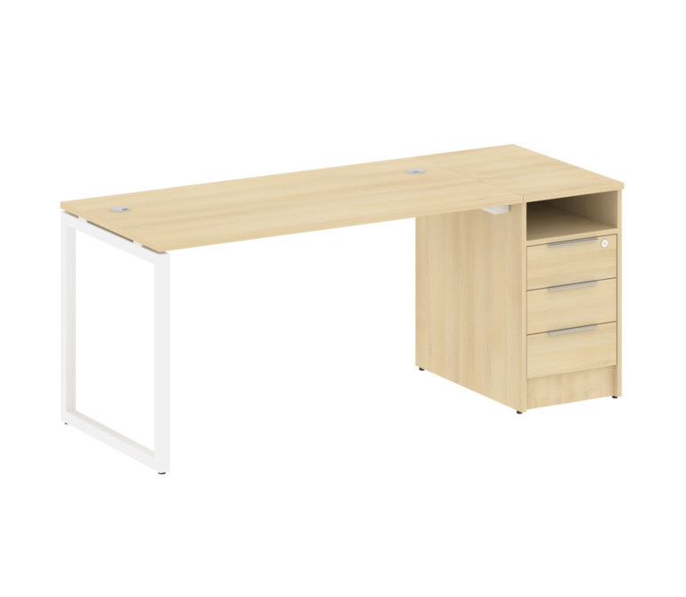 Metal System Quattro Рабочая станция с тумбой на О-образном м/к 40БО.РС-СТП-1.3 Акация Лорка/Металл