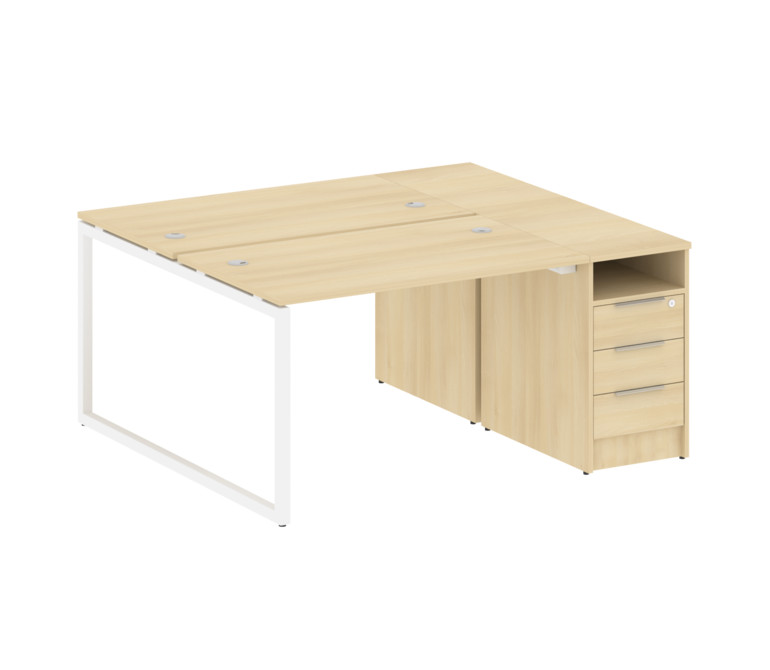 Metal System Quattro Рабочая станция с тумбой на О-образном м/к 40БО.РС-СТП-2.2 Акация Лорка/Металл