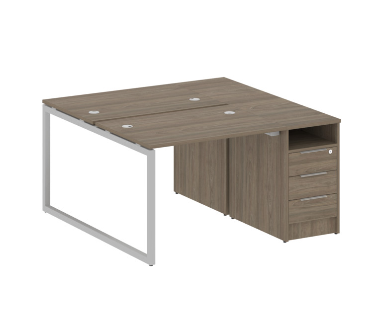 Metal System Quattro Рабочая станция с тумбой на О-образном м/к 40БО.РС-СТП-2.1 Вяз Благородный/Мета