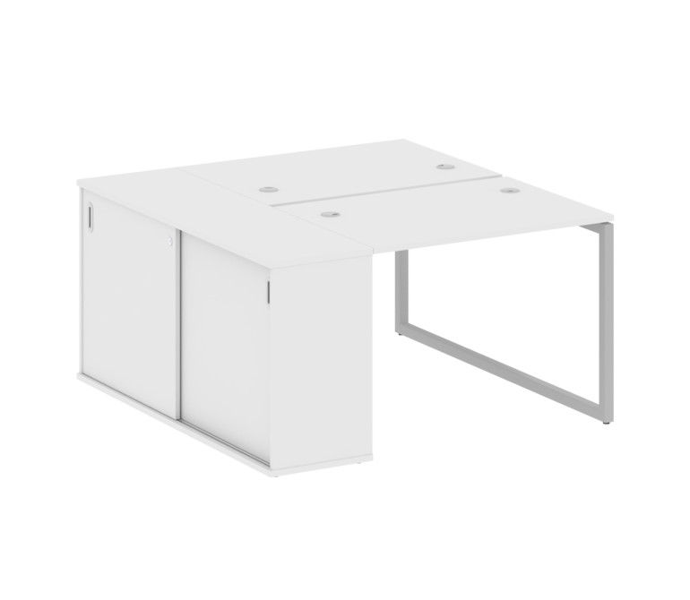 Metal System Quattro Рабочая станция с шкафом-купе на О-образном м/к 40БО.РС-СШК-1.1 Т Белый/Металл