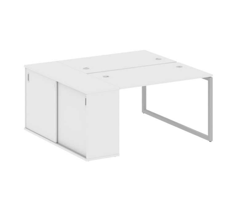 Metal System Quattro Рабочая станция с шкафом-купе на О-образном м/к 40БО.РС-СШК-1.2 Т Белый/Металл
