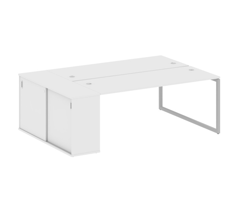 Metal System Quattro Рабочая станция с шкафом-купе на О-образном м/к 40БО.РС-СШК-1.5 Т Белый/Металл