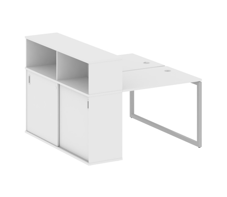 Metal System Quattro Рабочая станция с шкафом-купе на О-образном м/к 40БО.РС-СШК-2.1 Т Белый/Металл