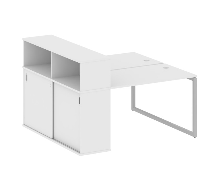 Metal System Quattro Рабочая станция с шкафом-купе на О-образном м/к 40БО.РС-СШК-2.2 Т Белый/Металл
