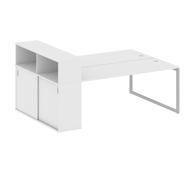 Metal System Quattro Рабочая станция с шкафом-купе на О-образном м/к 40БО.РС-СШК-2.5 Т Белый/Металл