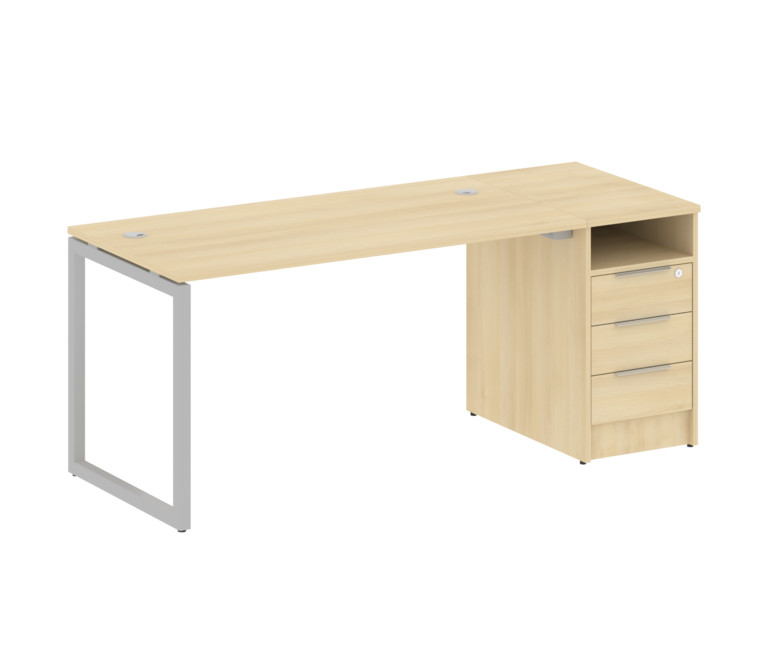 Metal System Quattro Рабочая станция с тумбой на О-образном м/к 40БО.РС-СТП-1.3 Акация Лорка/Металл