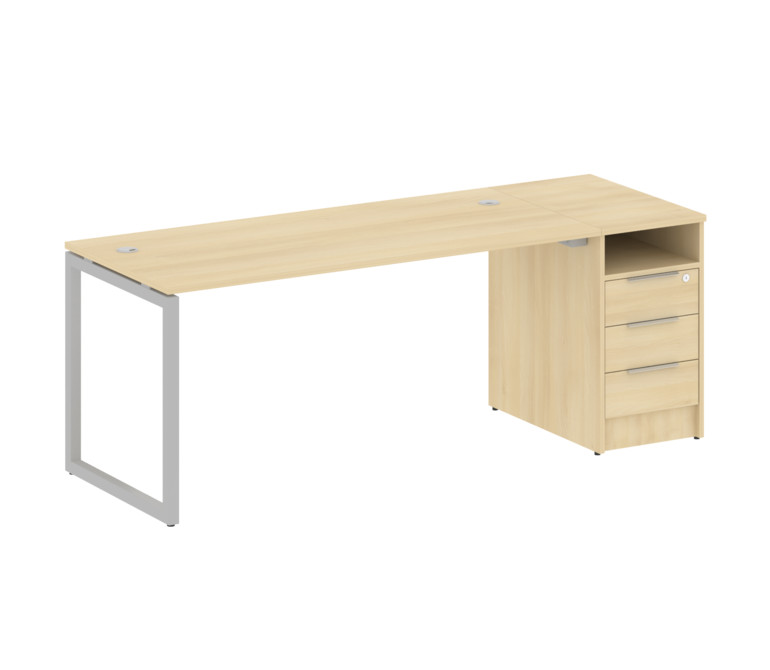 Metal System Quattro Рабочая станция с тумбой на О-образном м/к 40БО.РС-СТП-1.4 Акация Лорка/Металл