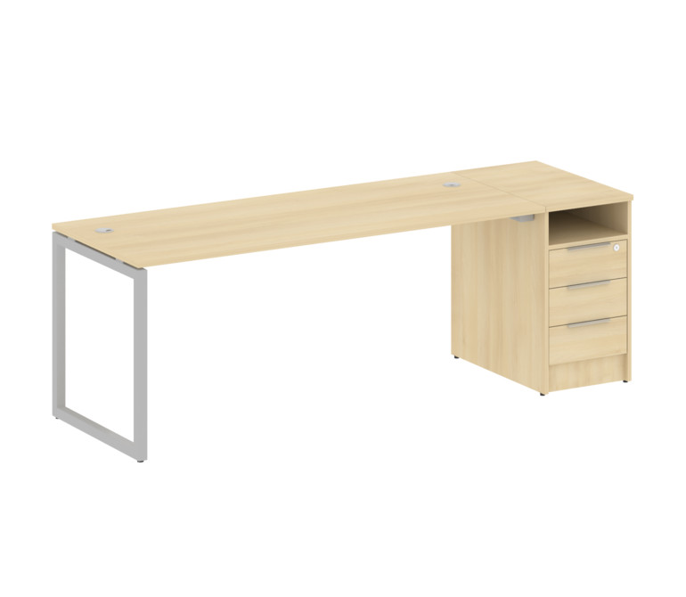 Metal System Quattro Рабочая станция с тумбой на О-образном м/к 40БО.РС-СТП-1.5 Акация Лорка/Металл