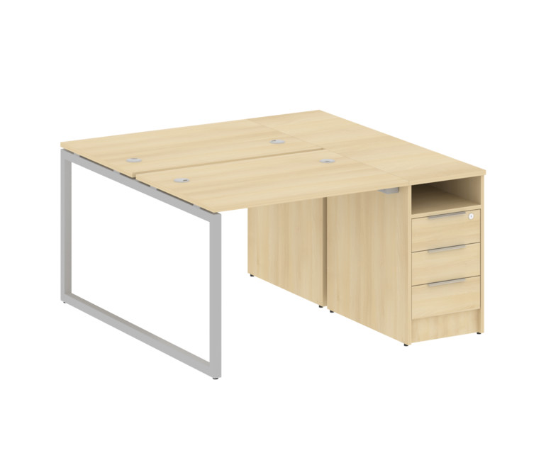 Metal System Quattro Рабочая станция с тумбой на О-образном м/к 40БО.РС-СТП-2.1 Акация Лорка/Металл