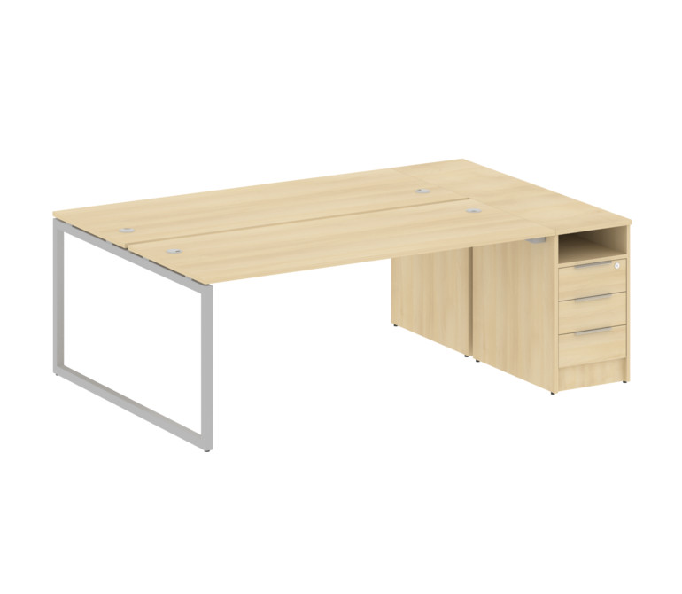 Metal System Quattro Рабочая станция с тумбой на О-образном м/к 40БО.РС-СТП-2.5 Акация Лорка/Металл