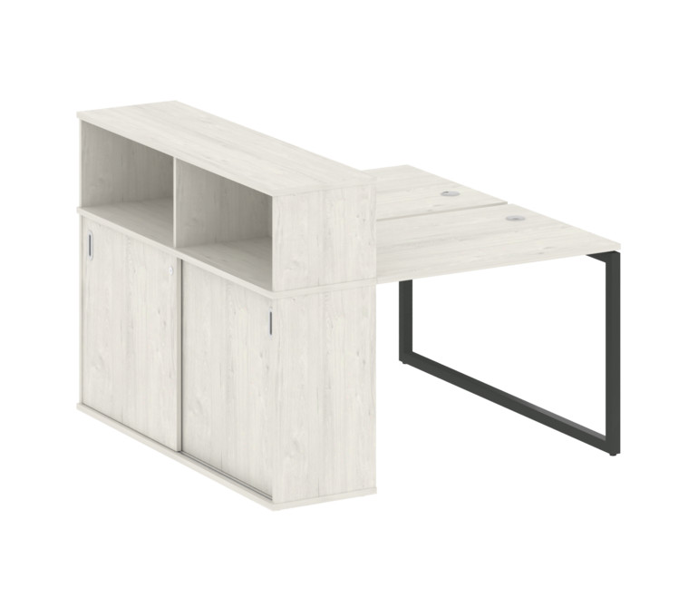 Metal System Quattro Рабочая станция с шкафом-купе на О-образном м/к 40БО.РС-СШК-2.1 Т Дуб Наварра/М