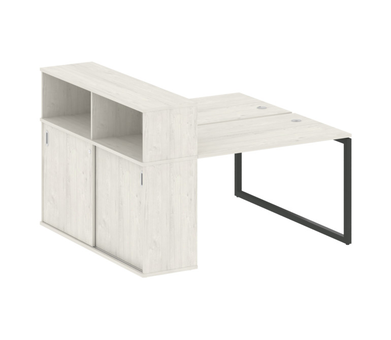 Metal System Quattro Рабочая станция с шкафом-купе на О-образном м/к 40БО.РС-СШК-2.2 Т Дуб Наварра/М