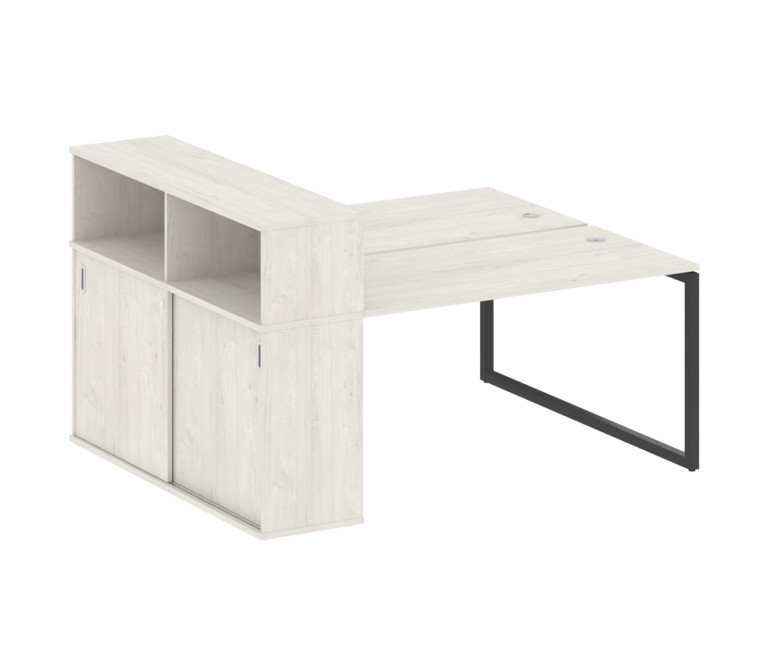 Metal System Quattro Рабочая станция с шкафом-купе на О-образном м/к 40БО.РС-СШК-2.3 Т Дуб Наварра/М