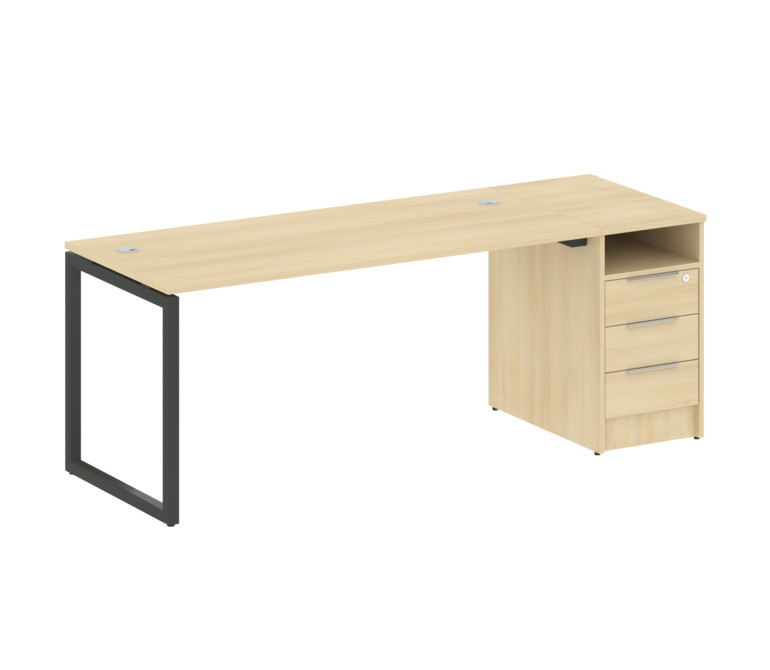 Metal System Quattro Рабочая станция с тумбой на О-образном м/к 40БО.РС-СТП-1.4 Акация Лорка/Металл