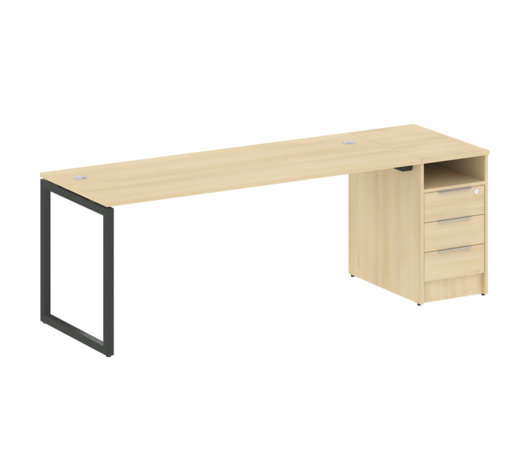 Metal System Quattro Рабочая станция с тумбой на О-образном м/к 40БО.РС-СТП-1.5 Акация Лорка/Металл