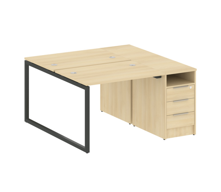 Metal System Quattro Рабочая станция с тумбой на О-образном м/к 40БО.РС-СТП-2.1 Акация Лорка/Металл