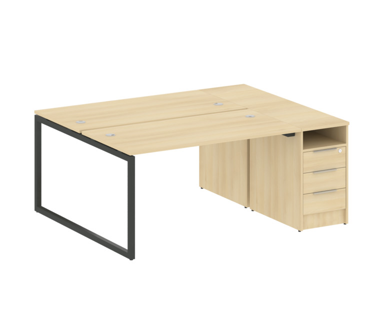 Metal System Quattro Рабочая станция с тумбой на О-образном м/к 40БО.РС-СТП-2.3 Акация Лорка/Металл