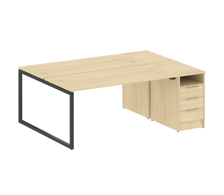 Metal System Quattro Рабочая станция с тумбой на О-образном м/к 40БО.РС-СТП-2.4 Акация Лорка/Металл