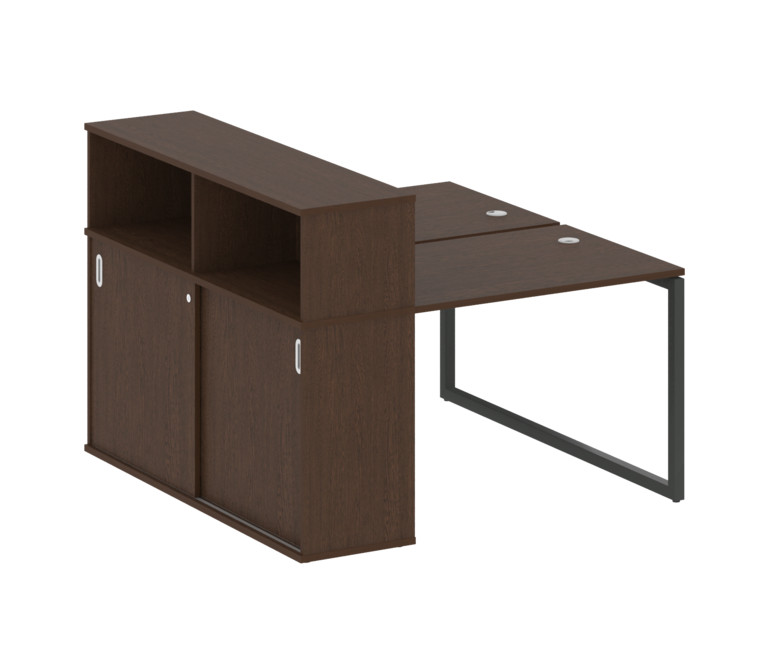 Metal System Quattro Рабочая станция с шкафом-купе на О-образном м/к 40БО.РС-СШК-2.1 Т Венге Цаво/Ме