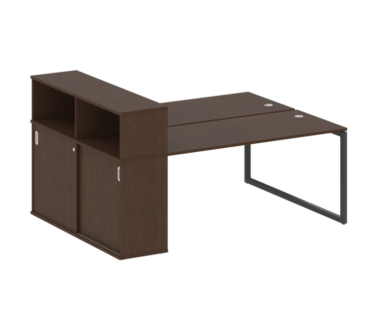 Metal System Quattro Рабочая станция с шкафом-купе на О-образном м/к 40БО.РС-СШК-2.4 Т Венге Цаво/Ме