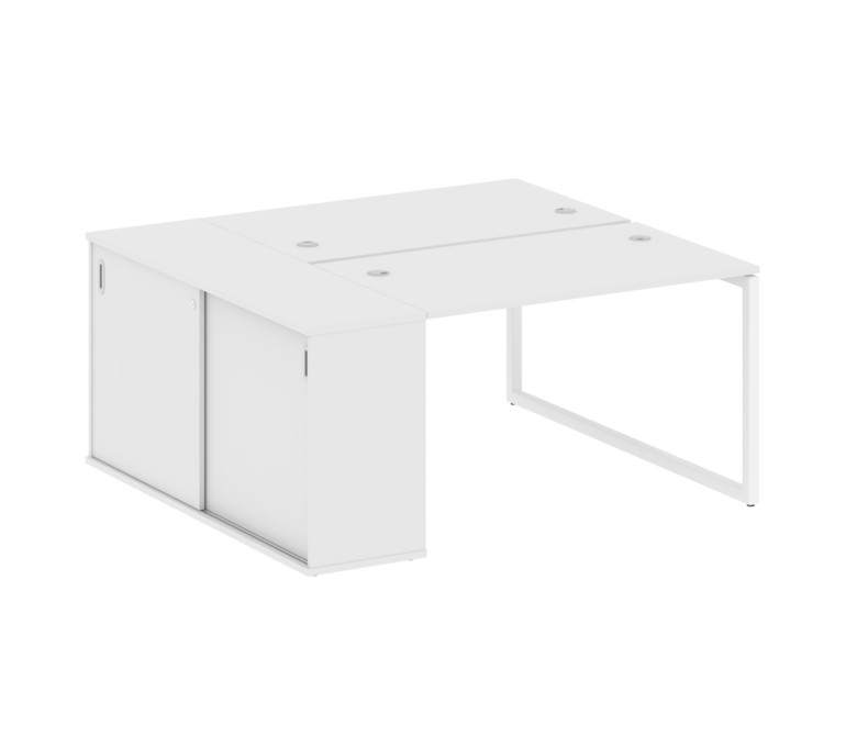 Metal System Quattro Рабочая станция с шкафом-купе на О-образном м/к 40БО.РС-СШК-1.2 Т Белый/Металл