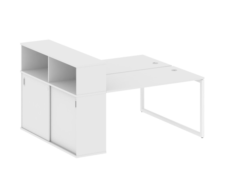 Metal System Quattro Рабочая станция с шкафом-купе на О-образном м/к 40БО.РС-СШК-2.3 Т Белый/Металл