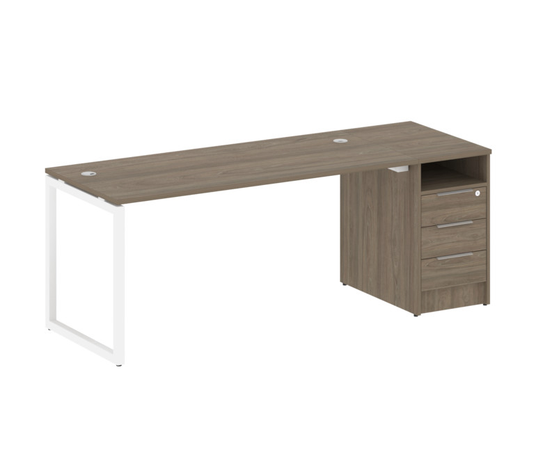 Metal System Quattro Рабочая станция с тумбой на О-образном м/к 40БО.РС-СТП-1.4 Вяз Благородный/Мета