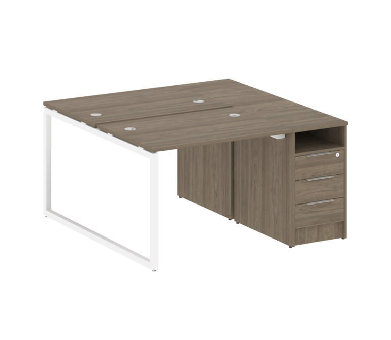 Metal System Quattro Рабочая станция с тумбой на О-образном м/к 40БО.РС-СТП-2.1 Вяз Благородный/Мета