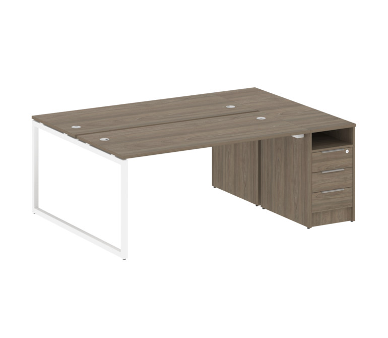 Metal System Quattro Рабочая станция с тумбой на О-образном м/к 40БО.РС-СТП-2.4 Вяз Благородный/Мета